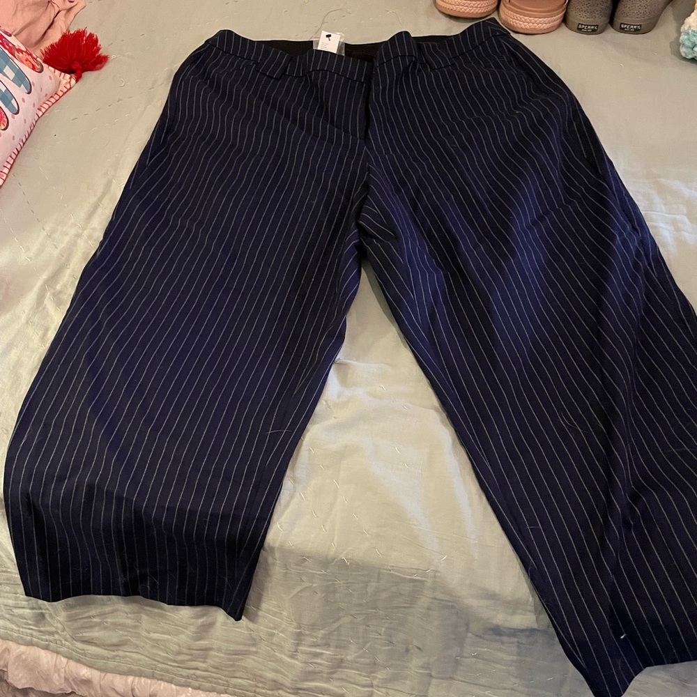 NWT Pinstriped wide leg crop dress pants